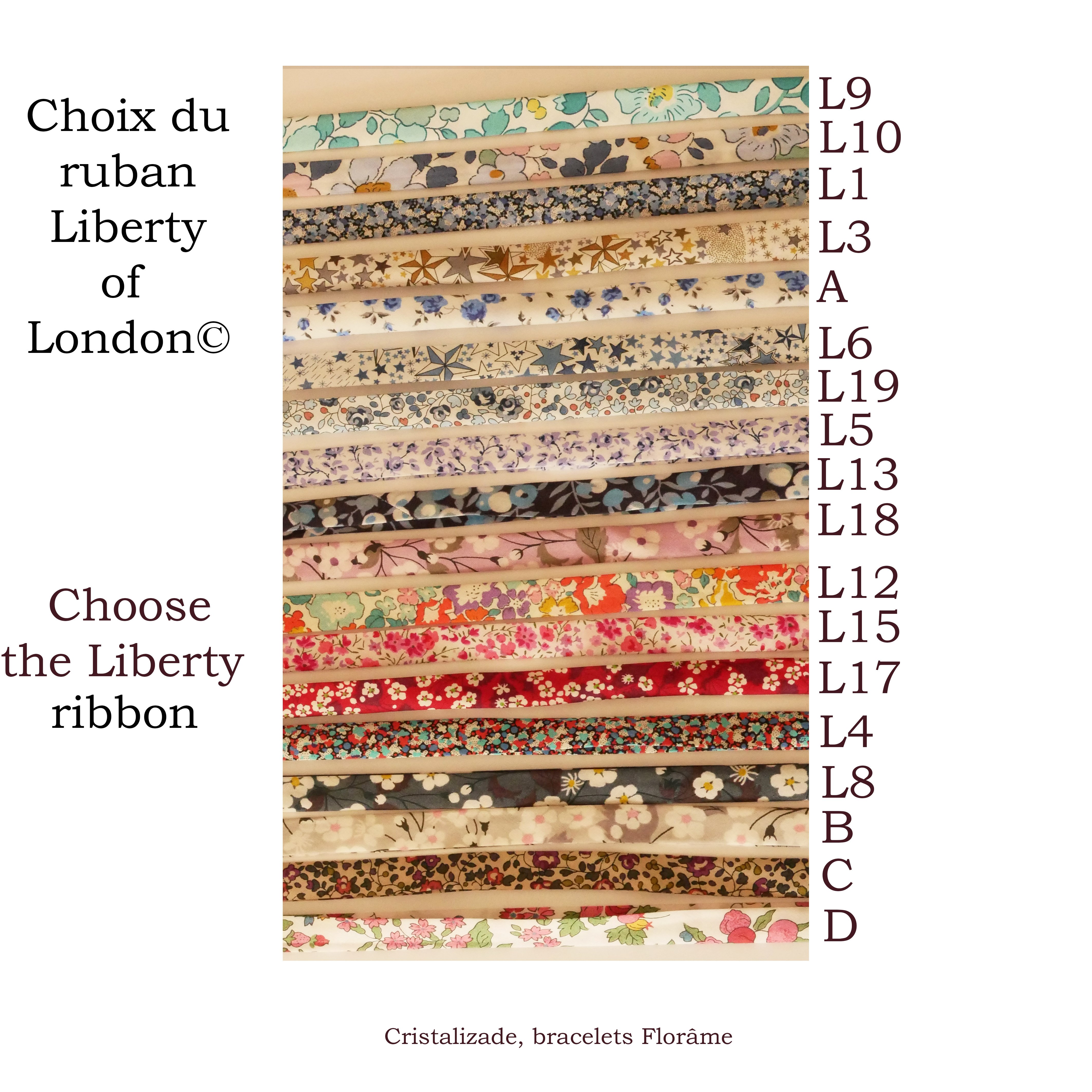 Bracelet Florâme personnalisé au ruban liberty et cuir au choix