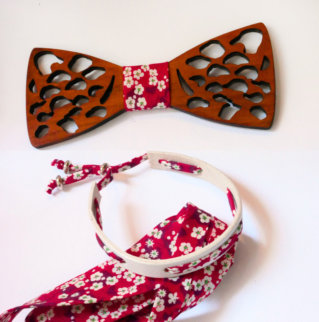 Bracelet Florâme au ruban liberty Misti rouge sur cuir blanc