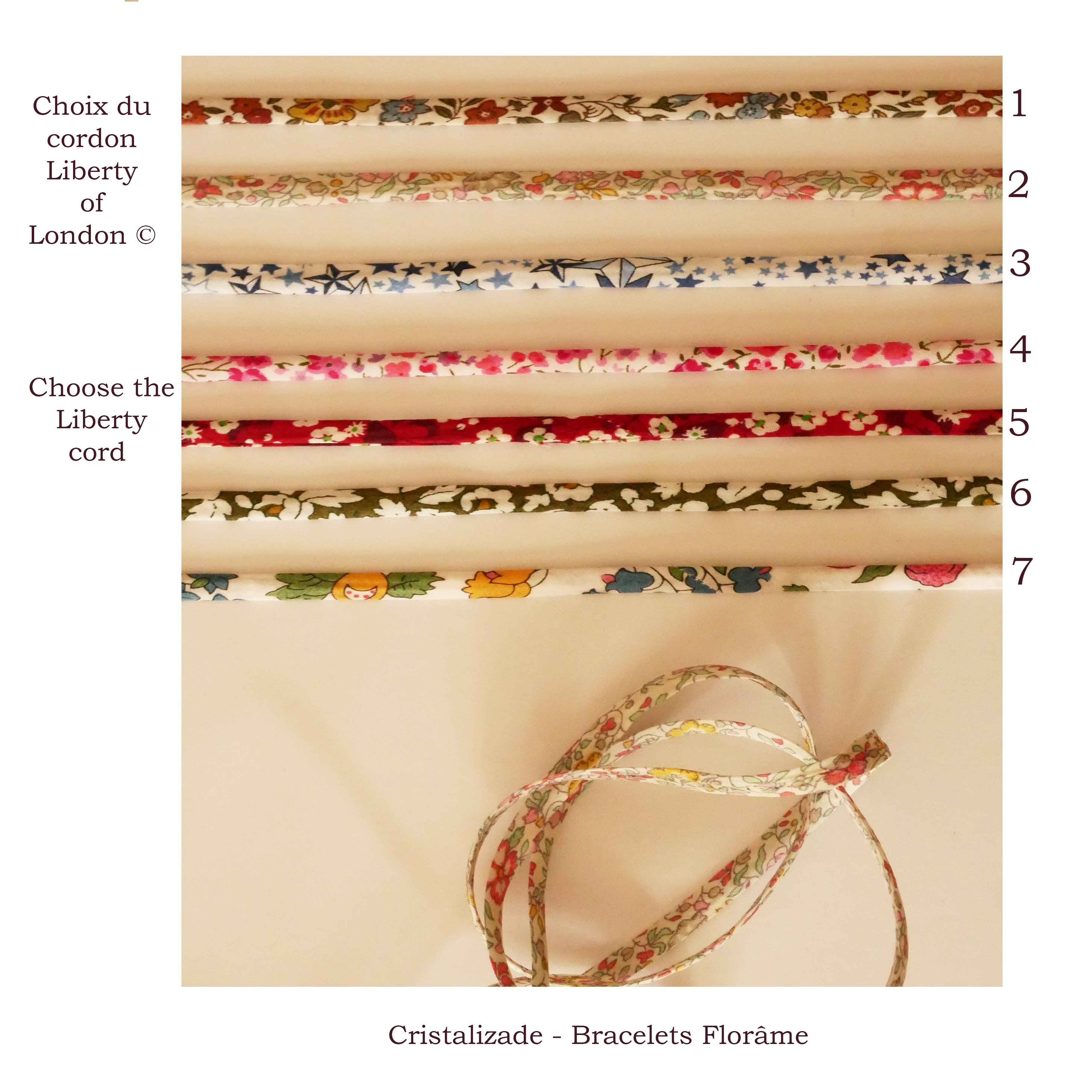 Bracelet Florâme à personnaliser cordon Liberty et couleur cuir