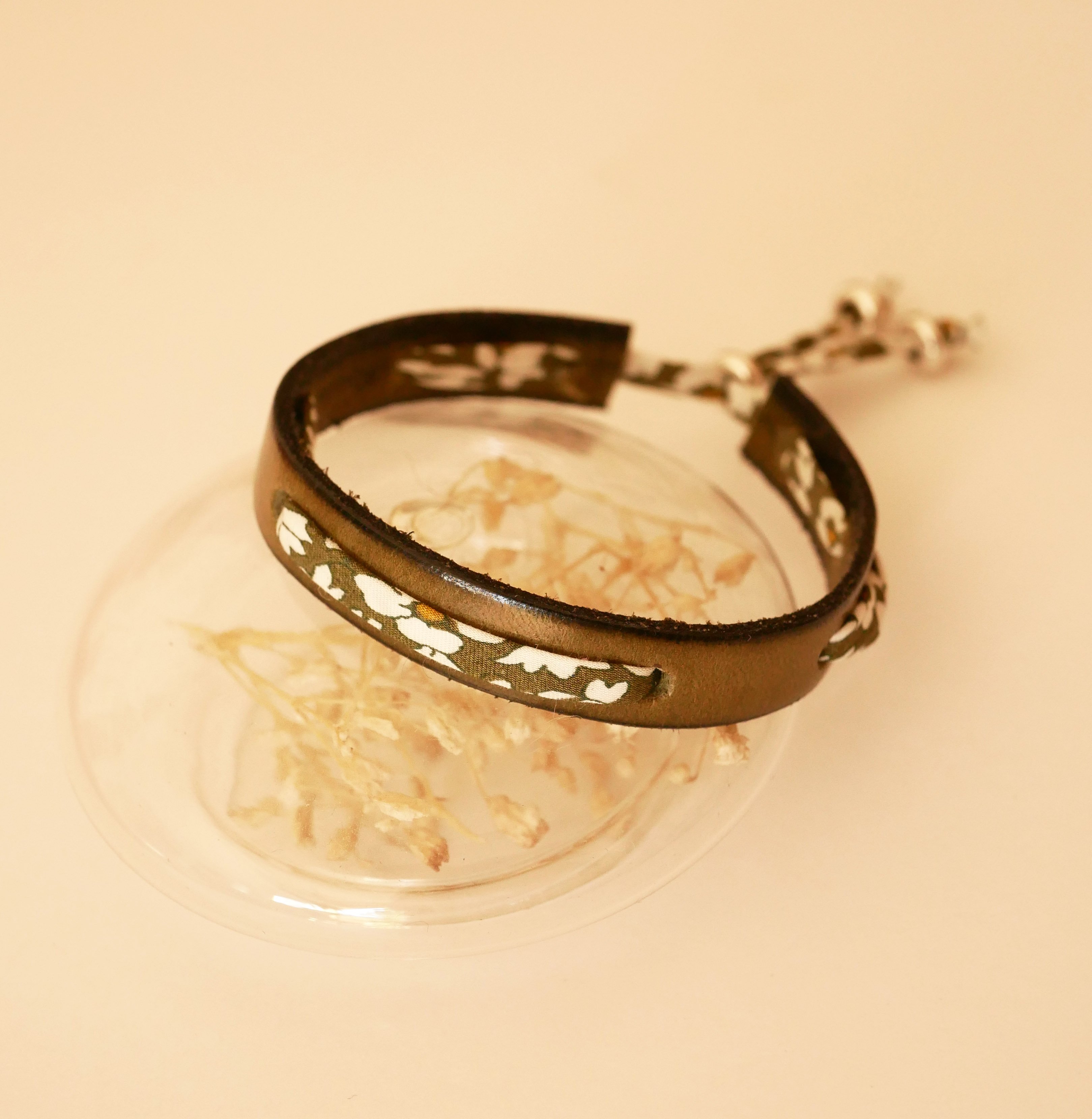 Bracelet Flor&acirc;me &agrave; personnaliser cordon Liberty et couleur cuir