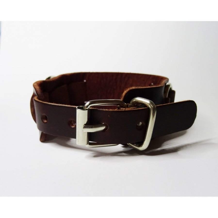 Bracelet homme en cuir marron gravé 