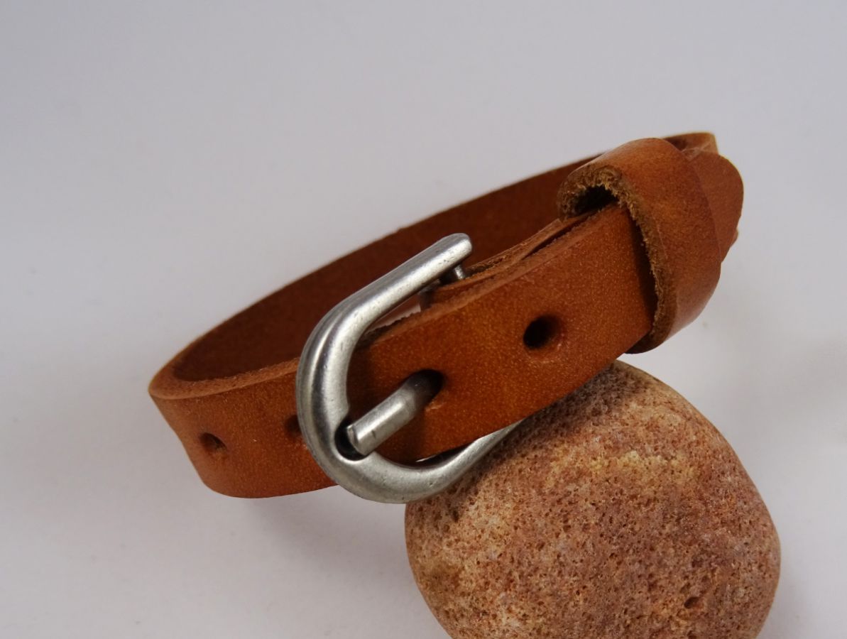 Bracelet Homme en cuir Camel gravé à personnaliser 