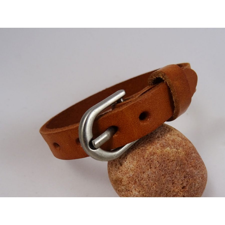 Bracelet Homme en cuir Camel gravé à personnaliser 