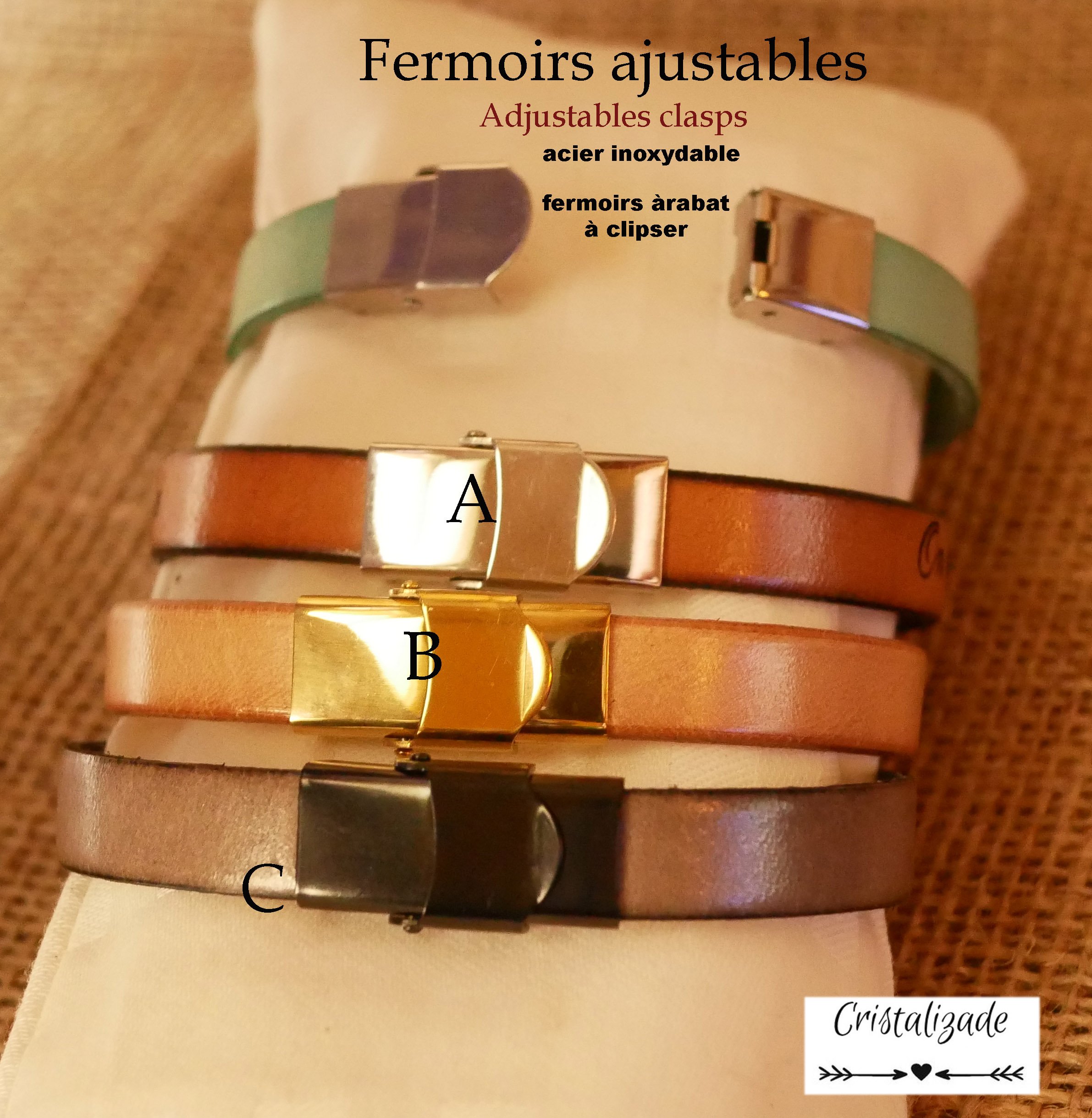Bracelet homme en duo de cuir personnalisable par gravure
