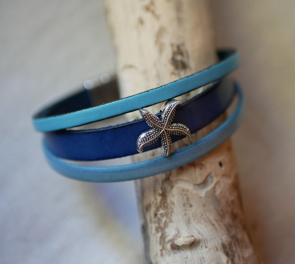 Bracelet manchette Bleu à personnaliser 