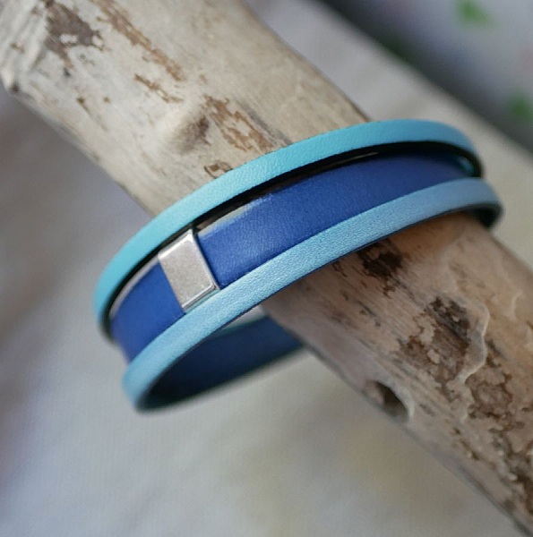 Bracelet manchette Bleu &agrave; personnaliser 