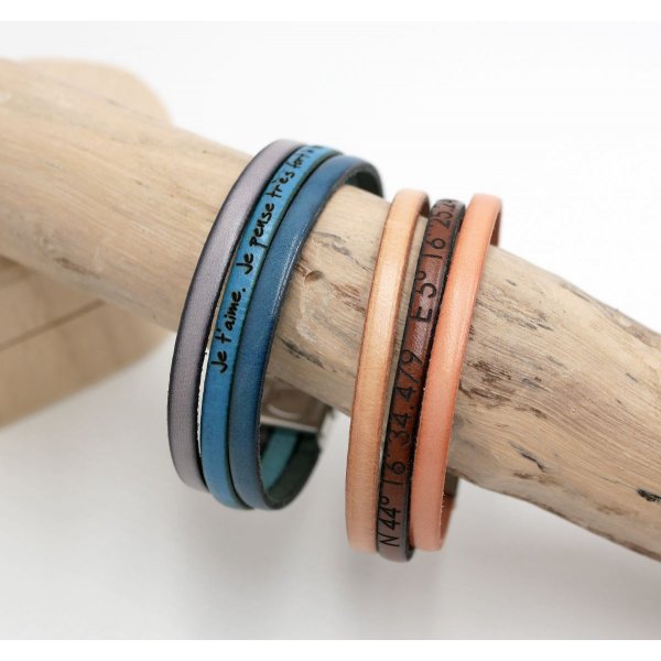 Bracelet manchette trio de cuir à personnaliser 