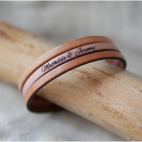 Bracelet manchette trio de cuir à personnaliser 