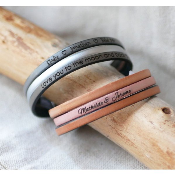 Bracelet manchette trio de cuir à personnaliser 