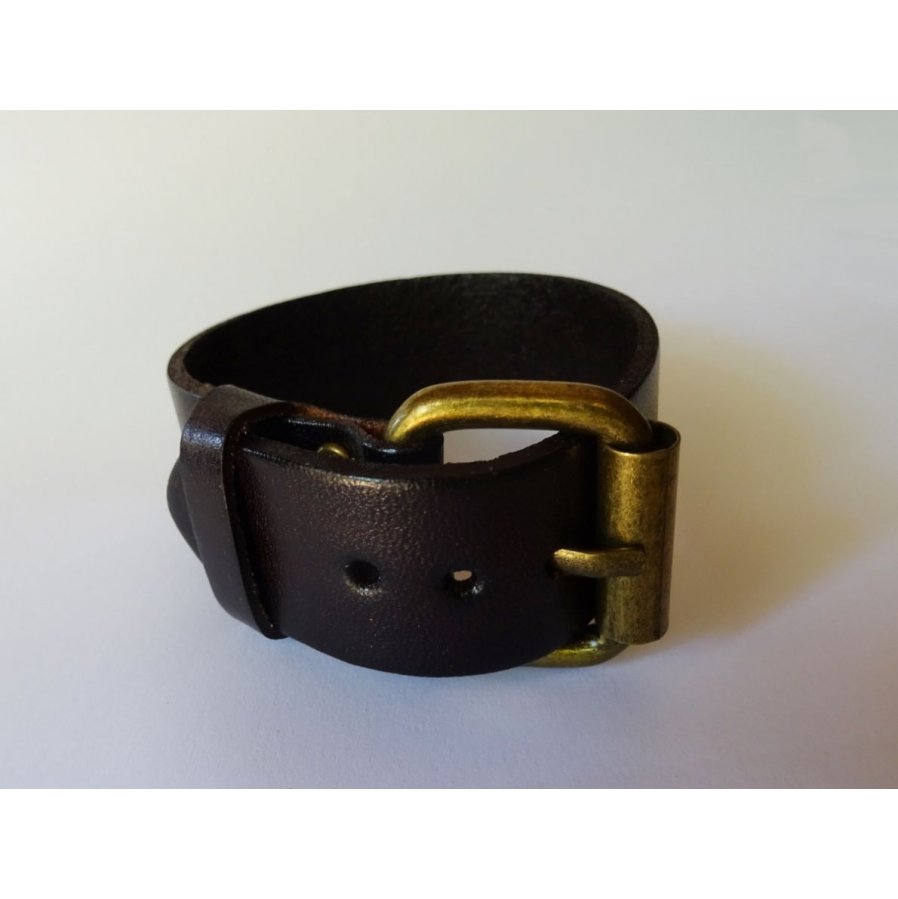 Bracelet manchette homme en cuir gravé