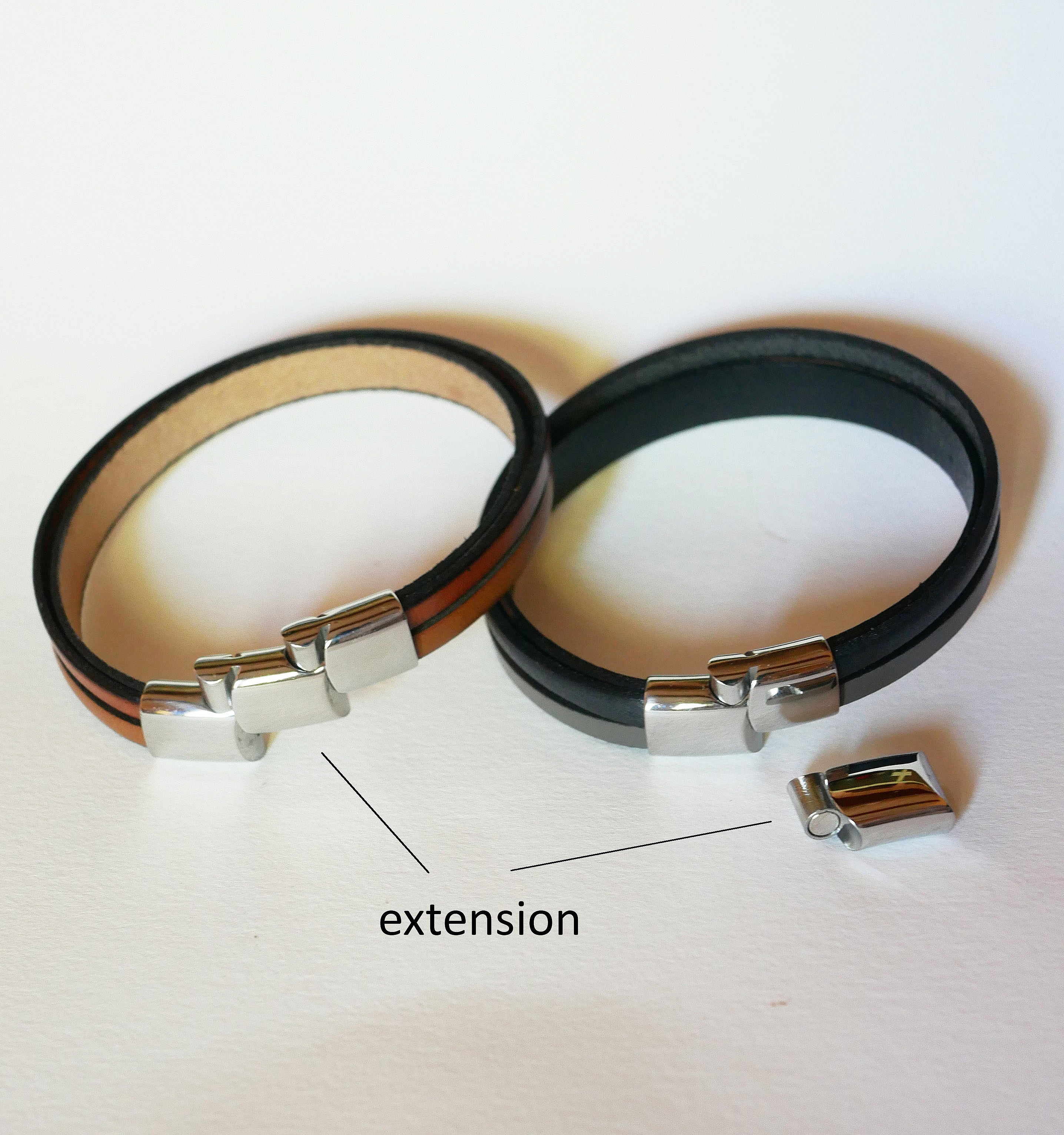 Bracelet manchette multi cuirs Verts & Gris pour homme ajustable