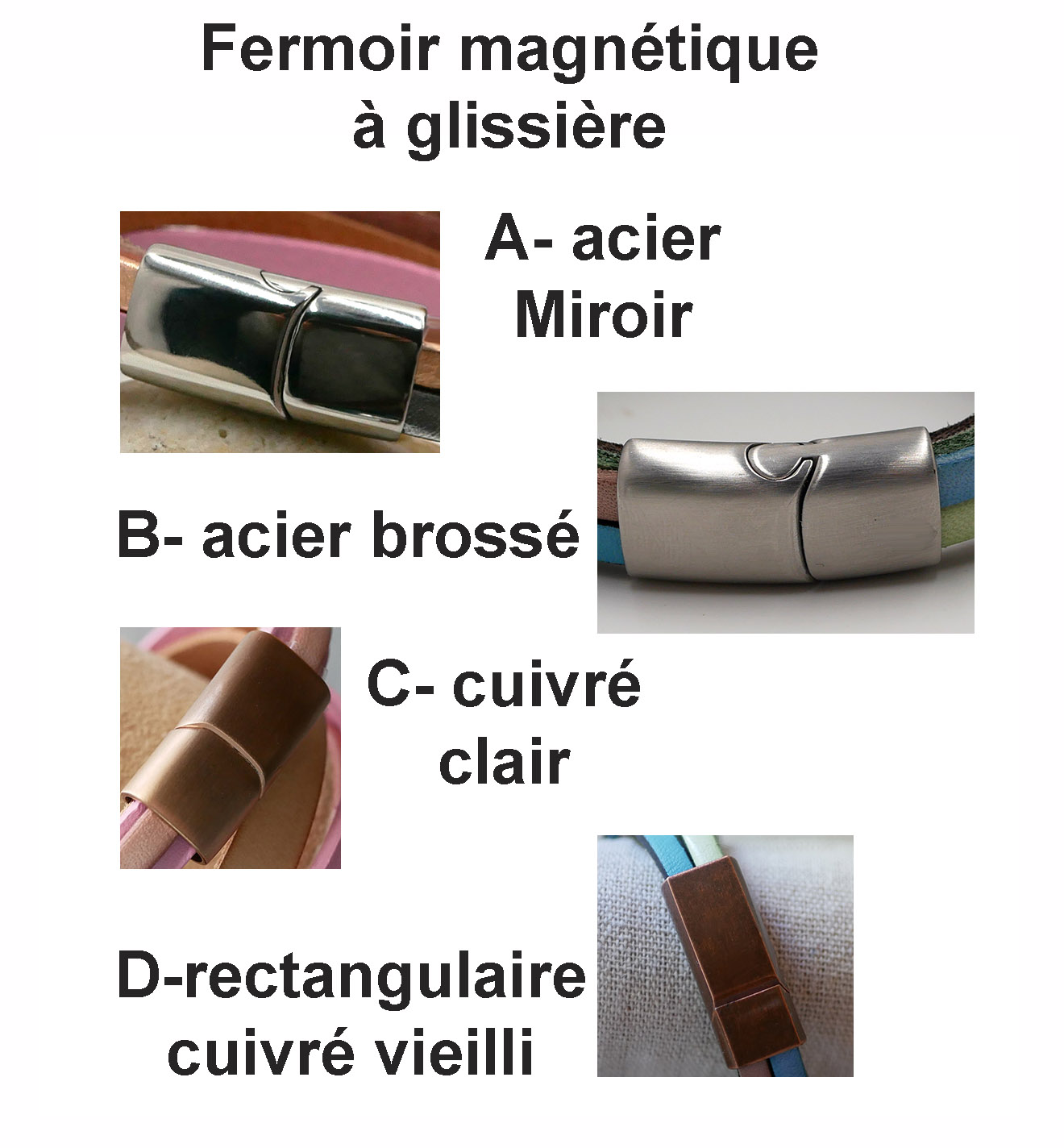 Bracelet manchette multi-cuirs coloris pêche cuivré