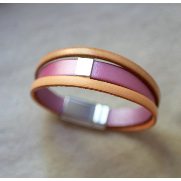 Bracelet manchette Pêche et Rose à personnaliser 