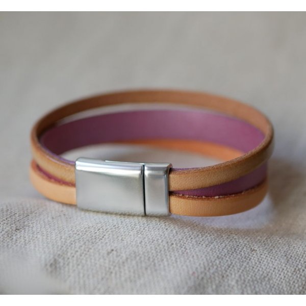 Bracelet manchette Pêche et Rose à personnaliser 