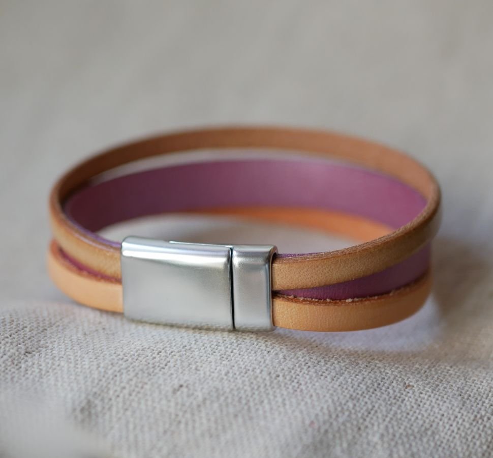 Bracelet manchette Pêche et Rose à personnaliser 