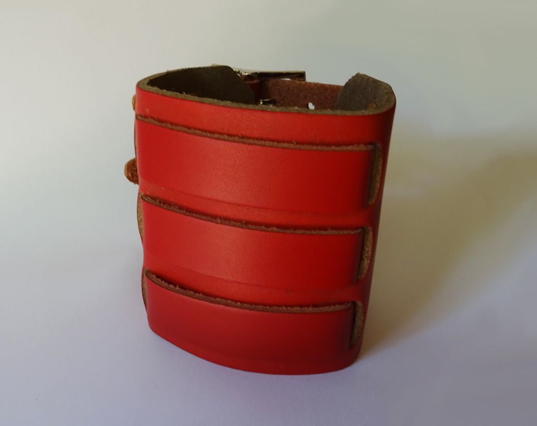 Bracelet mixte manchette Rouge à 3 bandes