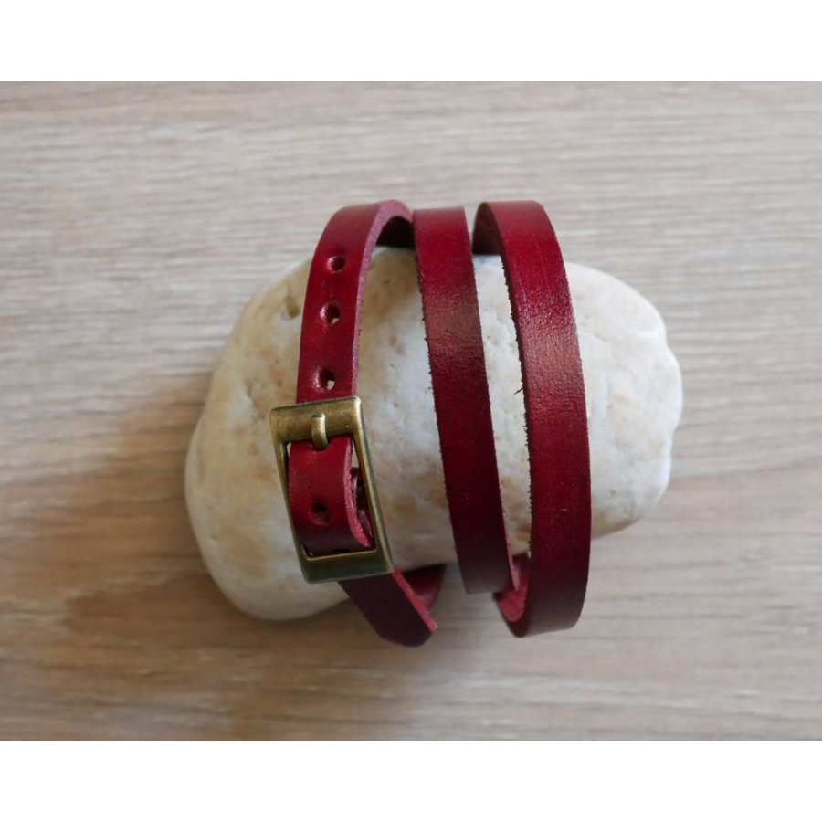 Bracelet mixte 3 tours en cuir couleur au choix