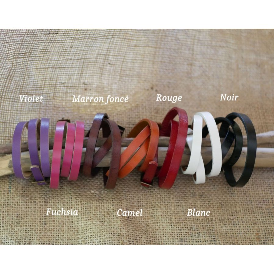 Bracelet mixte 3 tours en cuir couleur au choix