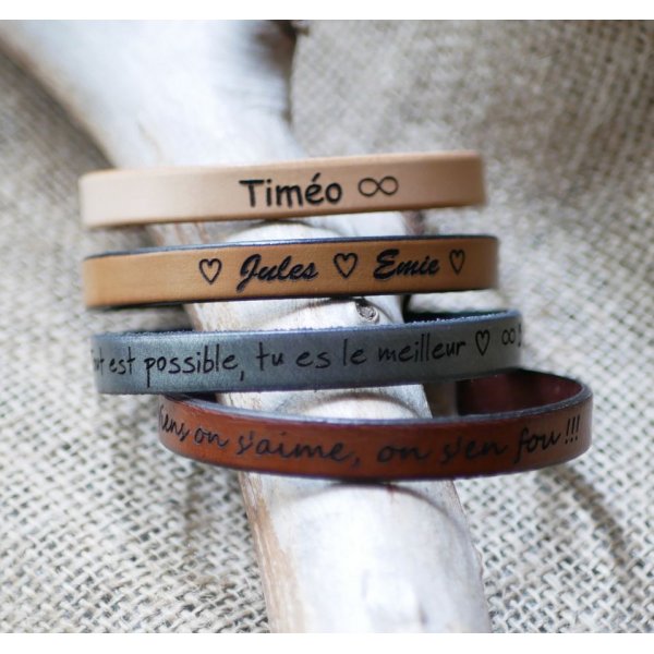 Bracelet personnalisable en cuir pour homme Fête des Pères