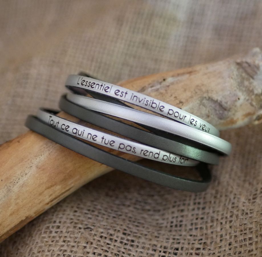 Bracelet à personnaliser en cuir triple tour en duo pour femme ou homme