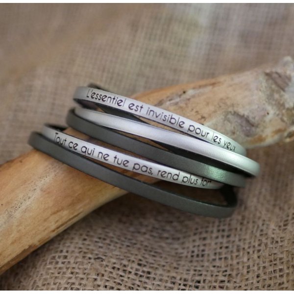 Bracelet à personnaliser en cuir triple tour en duo pour femme ou homme