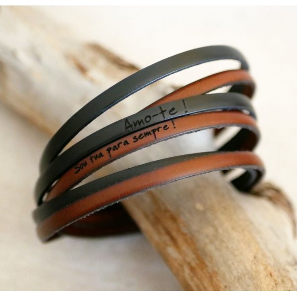 Bracelet à personnaliser en cuir triple tour en duo pour femme ou homme