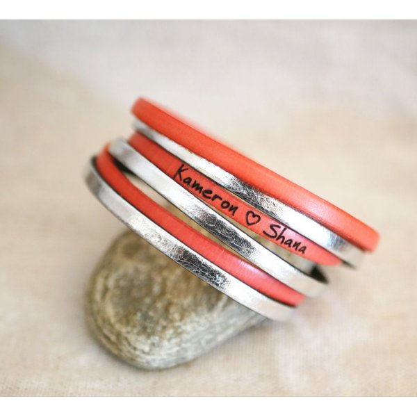 Bracelet à personnaliser en cuir triple tour en duo pour femme ou homme