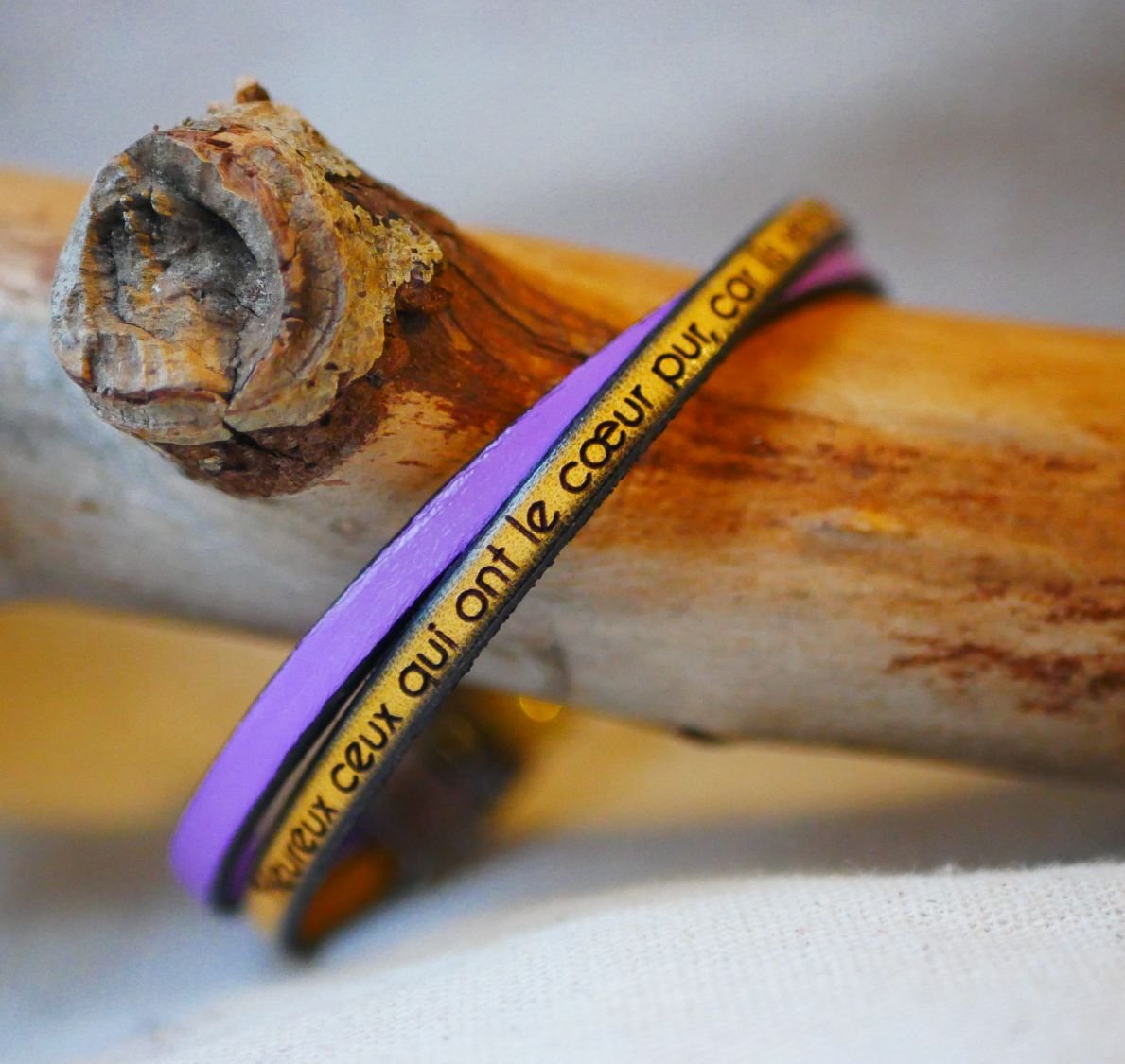 Cadeau demoiselle d'honneur bracelet personnalisé duo de cuir croisé 