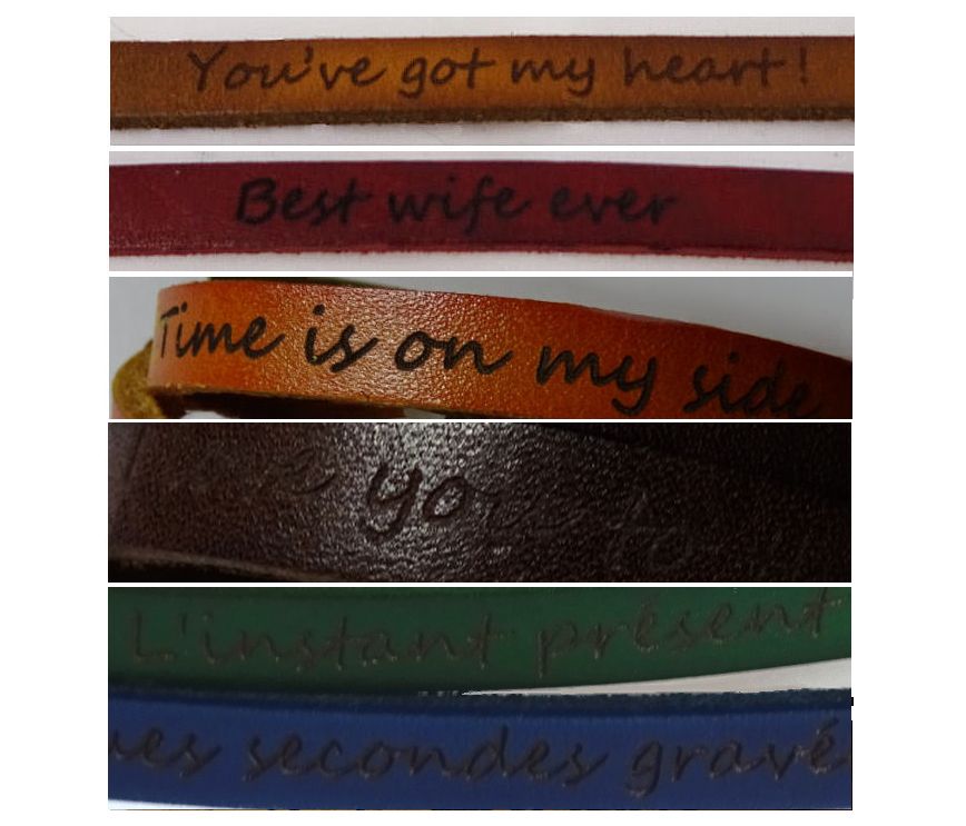 Gravure sur bracelet cuir : message personnalisé