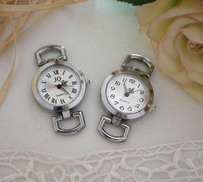 Montre argent bracelet cuir cabochon en bois &agrave; graver