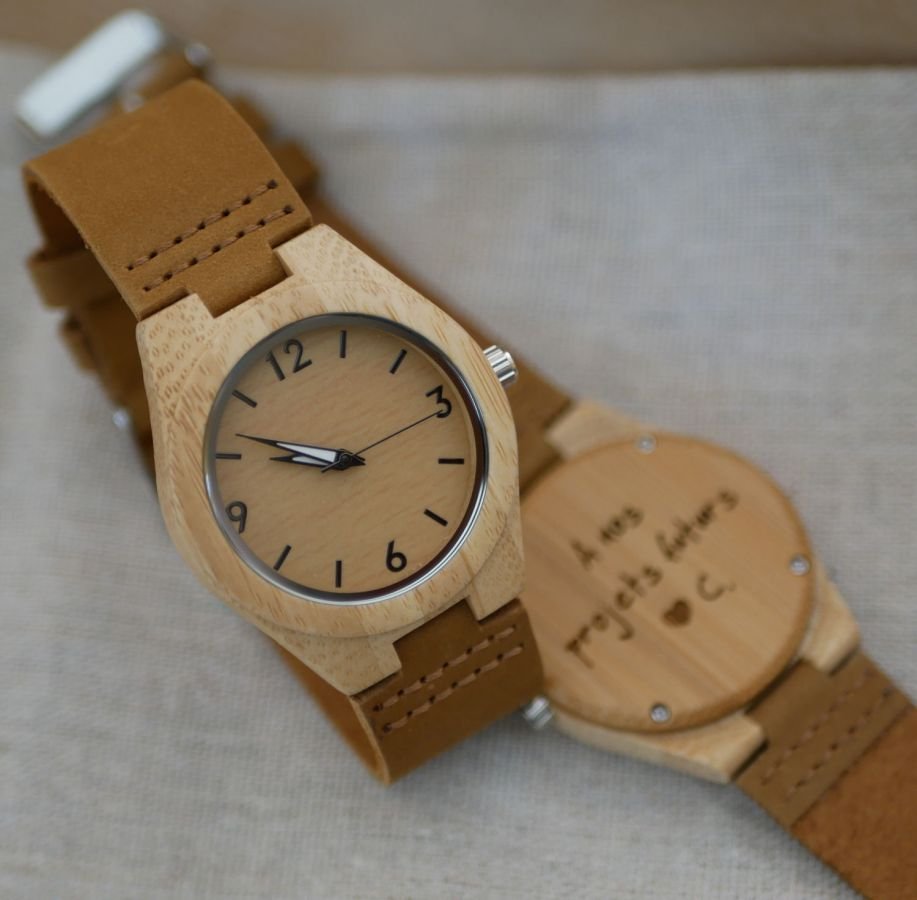 Montre en bois à graver petit cadran