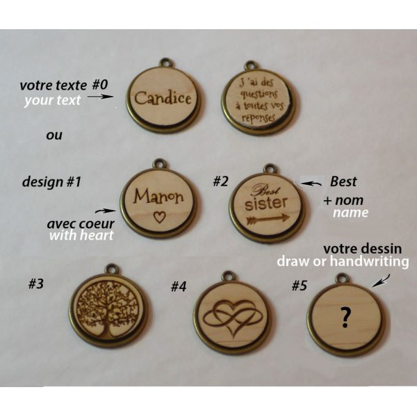 Montre bracelet cuir cabochon en bois &agrave; graver