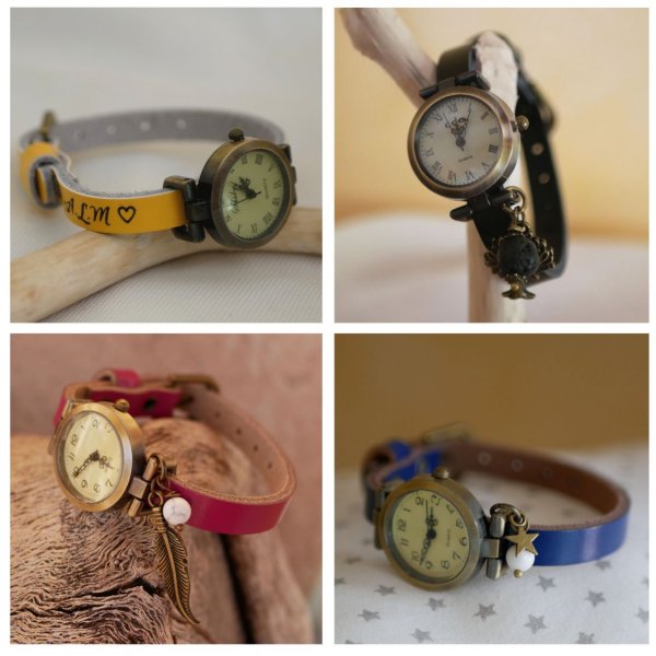 Montre bracelet cuir enti&egrave;rement &agrave; personnalliser 