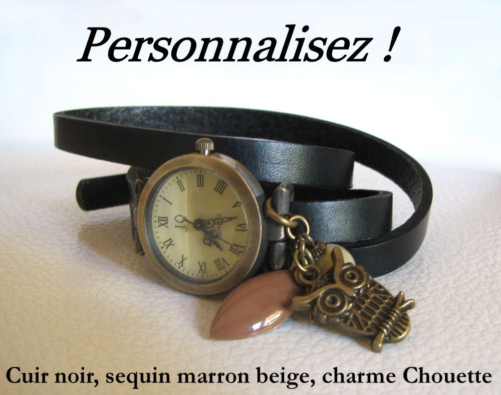 Montre bracelet cuir 3 tours  à personnaliser