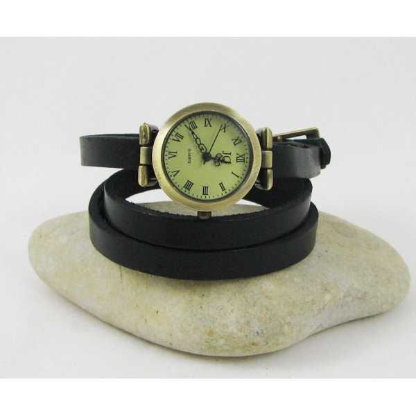 Montre bracelet cuir 3 tours personnalisable