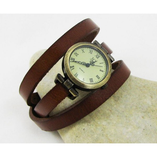 Montre bracelet cuir 3 tours personnalisable