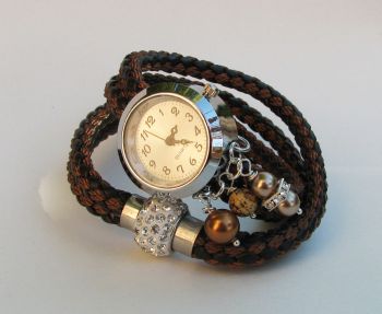 Montre bracelet double cordage argenté bronze