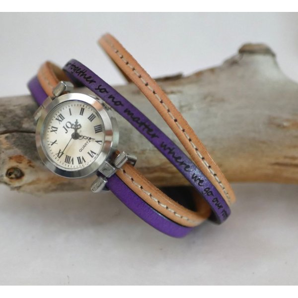 Montre bracelet double cuir surpiqûres couleur au choix à personnaliser 
