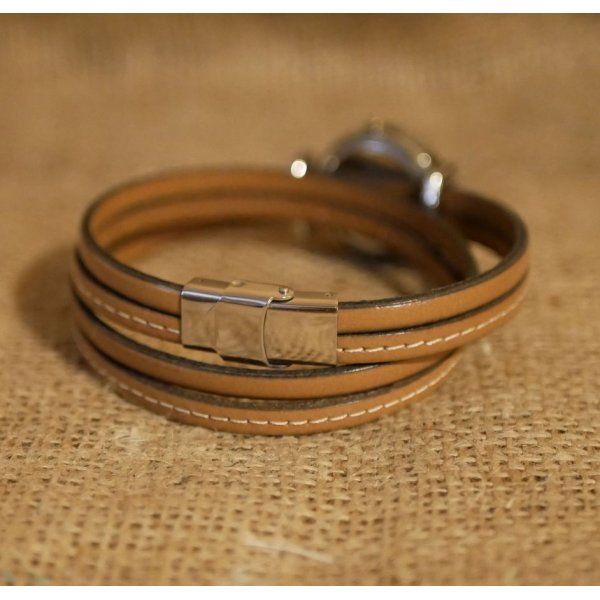 Montre bracelet double cuir surpiqûres couleur au choix à personnaliser 