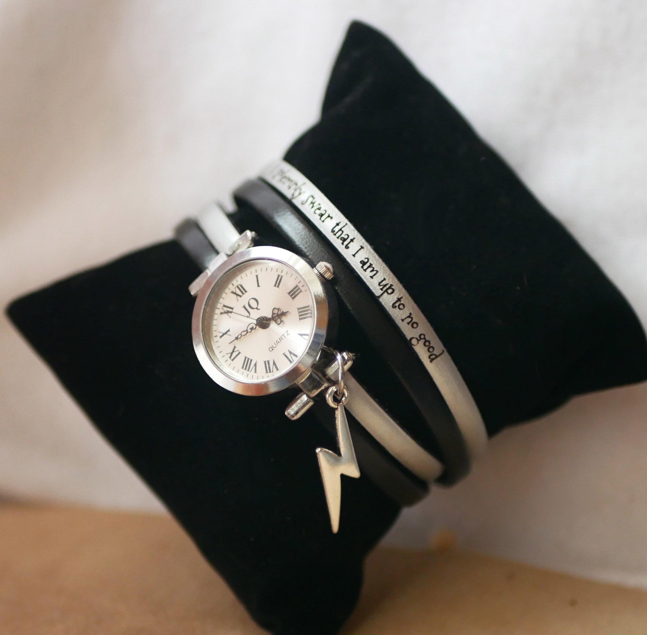 Montre bracelet double cuir cadran argent&eacute; couleur au choix &agrave; personnaliser 