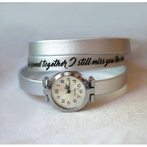 Montre bracelet multi tour personnalisable au cadran argent&eacute; 