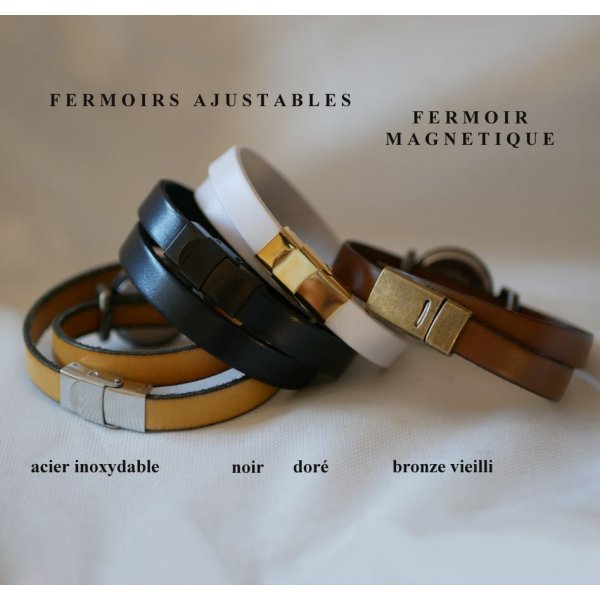 Montre bracelet personnalisable double tour en cuir duo de couleurs