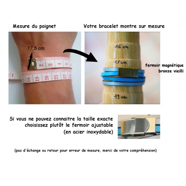 Montre bracelet personnalisable double tour en cuir duo de couleurs