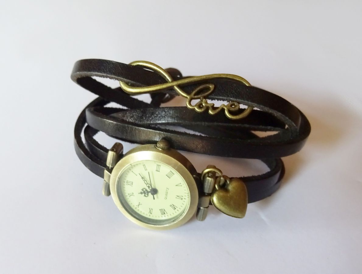 Montre bracelet 5 tours cuir Love