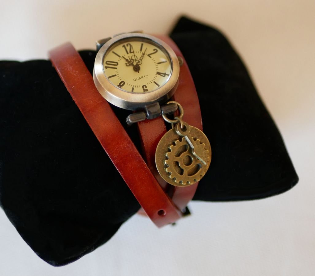 Montre bracelet 3 tours cuir Steampunk II