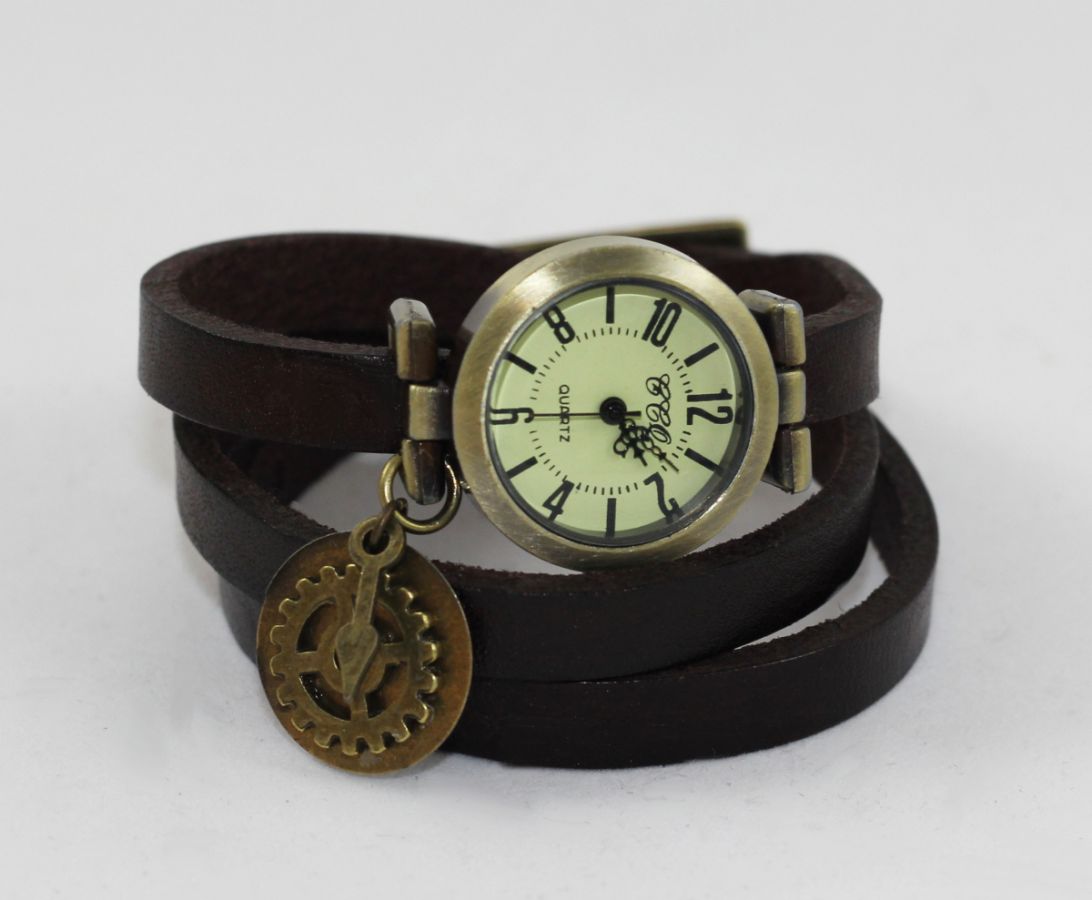 Montre bracelet 3 tours cuir Steampunk II