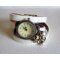 Montre bracelet triple cuir Blanc perles blanches