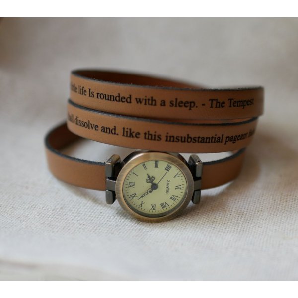 Montre bracelet triple tour personnalisable au cadran bronze 