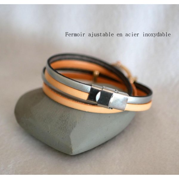 Montre cadran Or rose au bracelet double tour &agrave; personnaliser