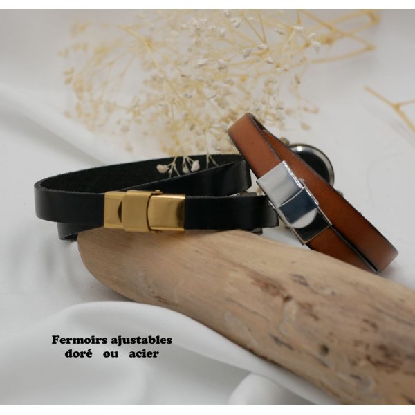 Montre gros cadran vintage bronze au bracelet triple tour cuir personnalisé